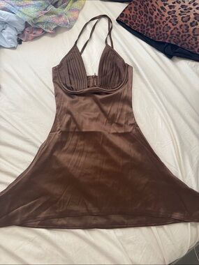 Brown Satin Babyboo Slip Dress